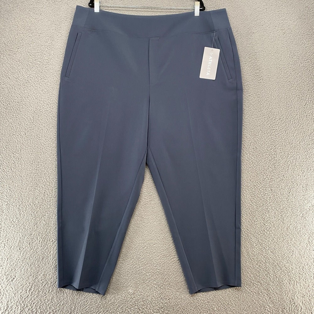 Athleta Endless Pants Womens 22 Quick Dry Tapered Gray Stretch Pull On